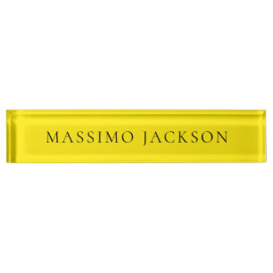 Bright Yellow Minimalist Plain Modern Aesthetic Nameplate