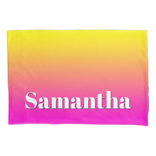 Bright Yellow Neon Pink Gradient Pillowcase