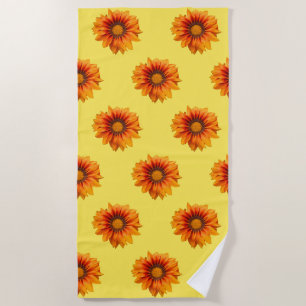 Bright Yellow Orange Gradient Flower Cutout Beach Towel