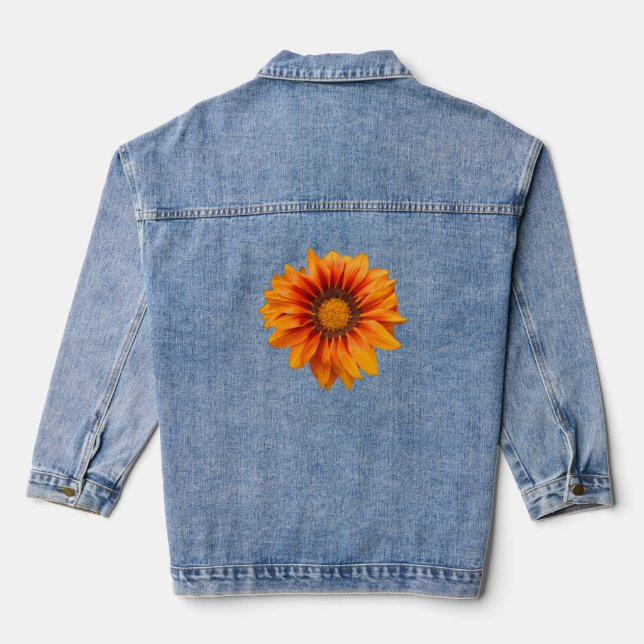 Bright Yellow Orange Gradient Flower Cutout Denim Jacket (Back)