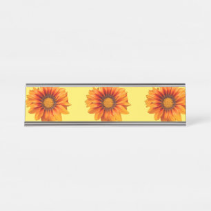 Bright Yellow Orange Gradient Flower Cutout Desk Name Plate