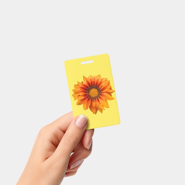 Bright Yellow Orange Gradient Flower Cutout ID Badge (Handheld)