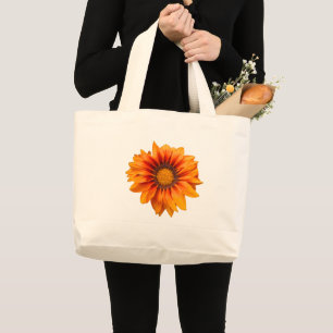 Bright Yellow Orange Gradient Flower Cutout Large Tote Bag