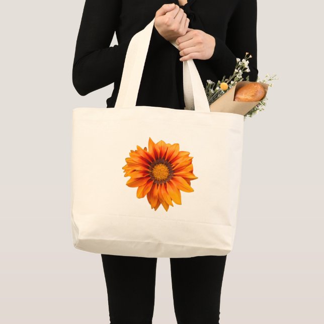 Bright Yellow Orange Gradient Flower Cutout Large Tote Bag (Front (Product))