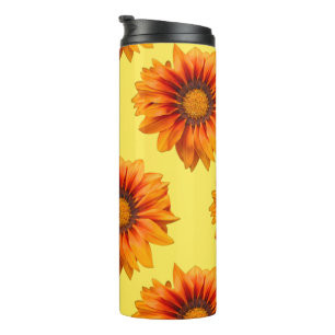 Bright Yellow Orange Gradient Flower Cutout Thermal Tumbler