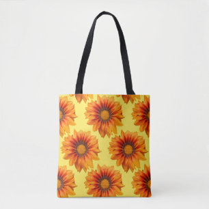 Bright Yellow Orange Gradient Flower Cutout Tote Bag