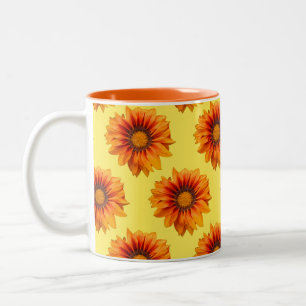 Bright Yellow Orange Gradient Flower Cutout Two-Tone Coffee Mug