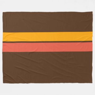 Bright Yellow Orange Racing Stripes On Dark Brown Fleece Blanket