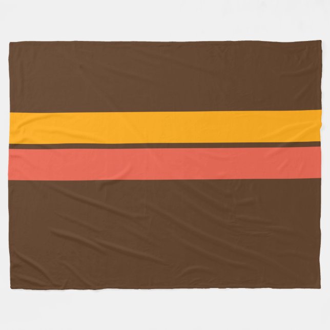 Bright Yellow Orange Racing Stripes On Dark Brown Fleece Blanket (Front (Horizontal))