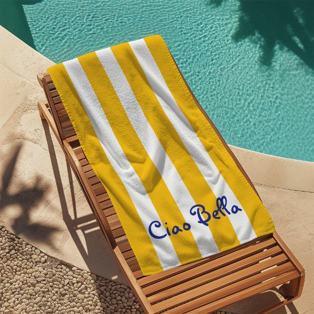 Bright Yellow Orange Stripes | Ciao Bella Beach Towel (Creator Uploaded)