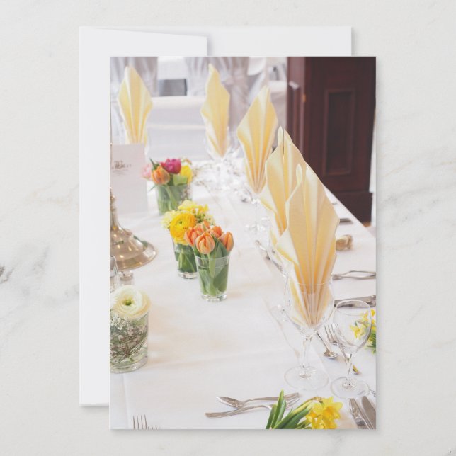 Bright Yellow & Orange Tulip Elegant Spring Weddin Invitation (Back)