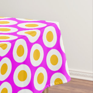 Bright Yellow Orange White Pink Geometric Pattern Tablecloth