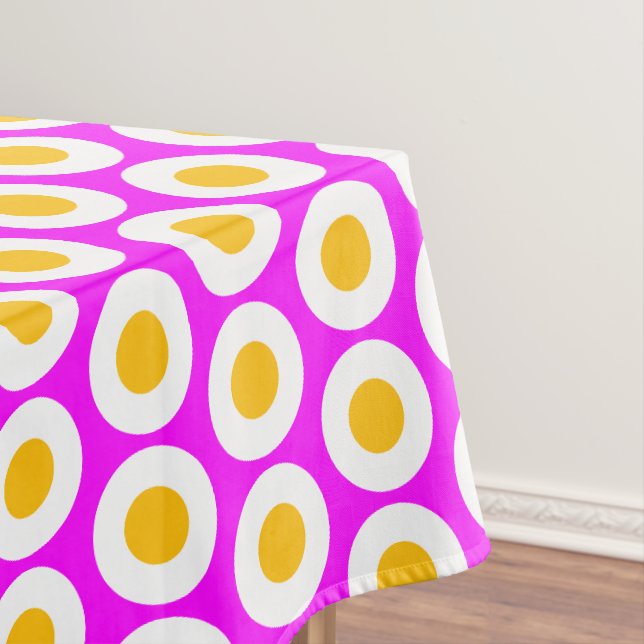 Bright Yellow Orange White Pink Geometric Pattern Tablecloth (In Situ)