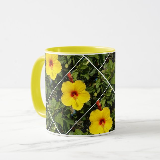 Bright yellow pansies mug (Front Left)