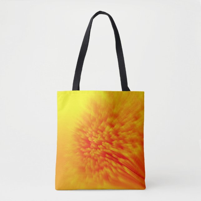 Bright yellow pattern with black back tote bag (Front)