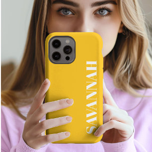 Bright yellow personalised name simple  iPhone 13 pro max case