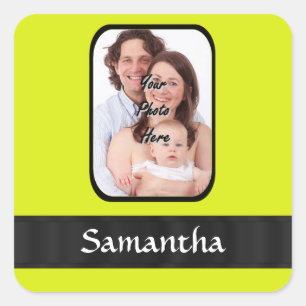 Bright yellow personalised photo square sticker