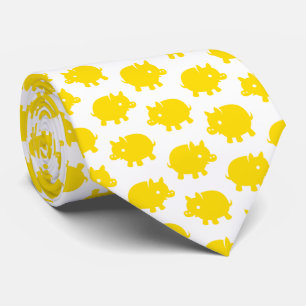 Bright Yellow Pig Pattern Tie
