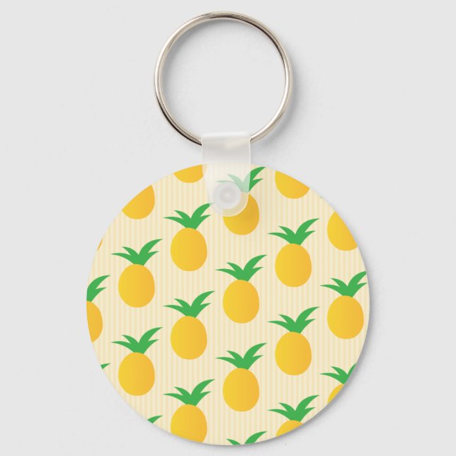 Bright Yellow Pineapple Pattern Key Ring (Front)