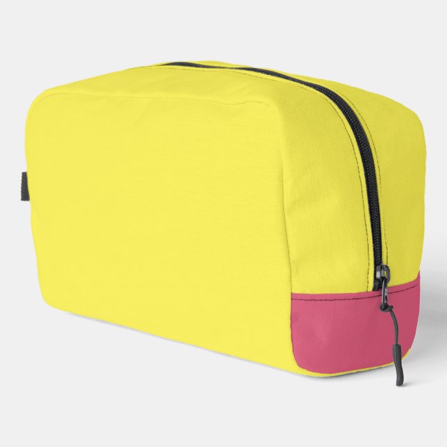 Bright Yellow Pink Bottom Corner  Dopp Kit (Right Corner)