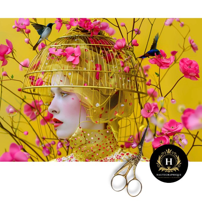 Bright Yellow Pink Floral Birdcage Hat Decoupage Tissue Paper (Creator Uploaded)