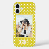 Bright Yellow Polka Dot Custom Photo and Name