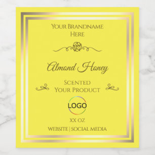Bright Yellow Product Label Gold Frame with Logo