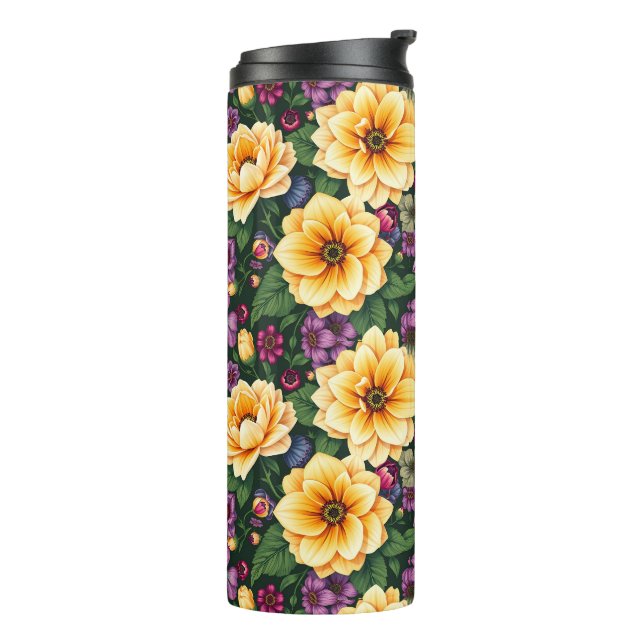 Bright Yellow & Purple Flowers Colourful Floral Thermal Tumbler (Rotated Left)