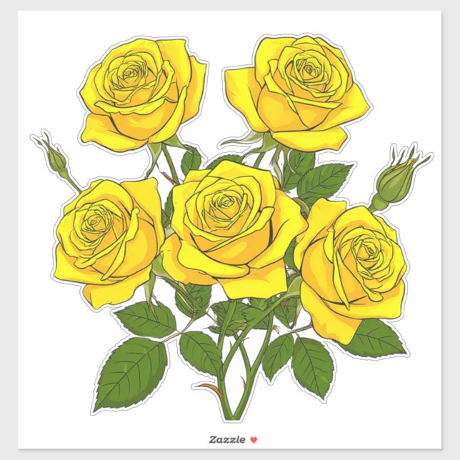 Bright Yellow Rose Bouquet (Sheet)