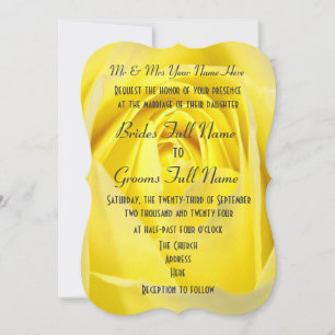 Bright yellow rose country floral wedding invitation
