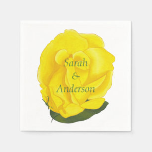 Bright Yellow Rose Personalised Napkins