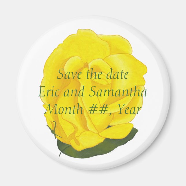 Bright Yellow Rose, Save the date wedding magnets (Front)