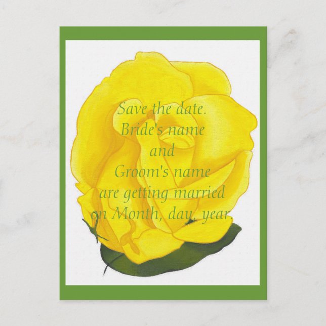 Bright Yellow Rose Save the date wedding postcards (Front)