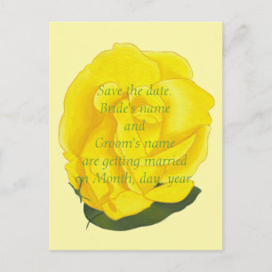 Bright yellow rose Save the date wedding postcards