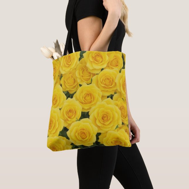 Bright Yellow Rose Tote Bag (Close Up)