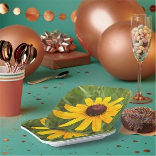 Bright Yellow Rudbeckia Photography Picnic Paper Plate