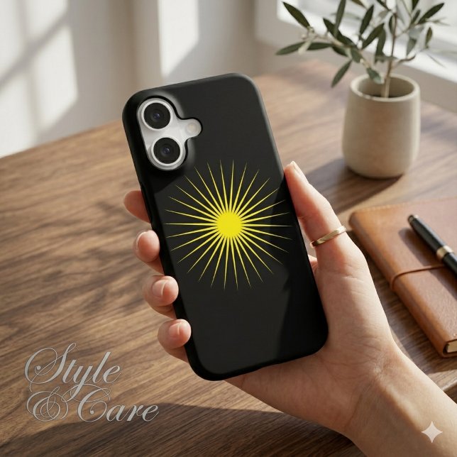 Bright Yellow Shining Star Mark on Modern Black (Bright Yellow Shining Star Mark on Modern Black iPhone 17 Case)
