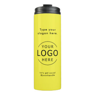 Bright Yellow Simple Logo Company Swag Thermal Tumbler