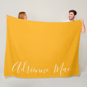 Bright Yellow Simply Personalised Fleece Blanket
