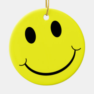 Bright Yellow Smile Emoji Ceramic Ornament