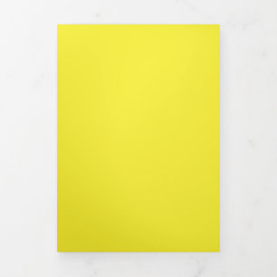 Bright Yellow Solid Background   Minimalist Design Tri-Fold Invitation