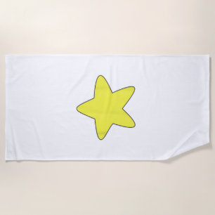 Bright Yellow Star Belly Shirt, Distressed Gold St Beach Towel