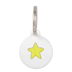 Bright Yellow Star Belly Shirt, Distressed Gold St Pet Tag