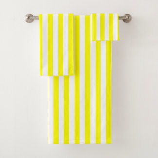 Bright Yellow Stripes Bath Towel Set