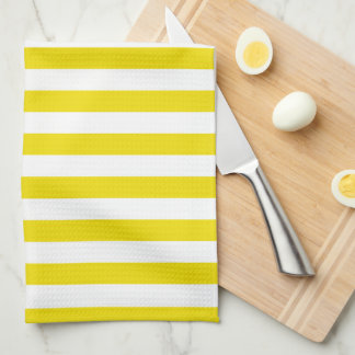 Bright Yellow Stripes Lemon Citrus Slices Monogram Tea Towel