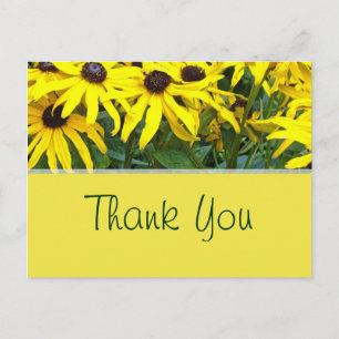 bright yellow summer daisy flowers thank you postcard