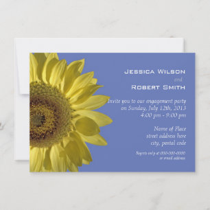 Bright yellow summer sunflower engagement party invitation