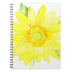 Bright Yellow Summer Sunflower Watercolor Notebook