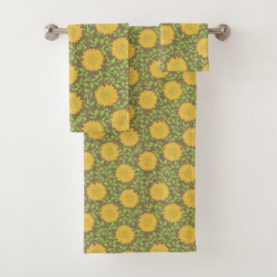 Bright Yellow Summer Sunflowers Bath Towel Set