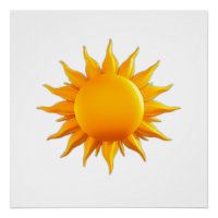 Bright Yellow Sun Illustration with Radiant Rays